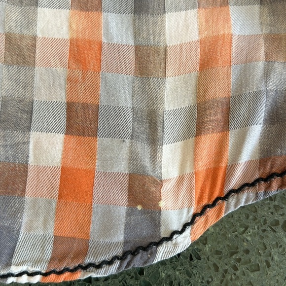 FINAL SALE Roar Orange Plaid Embroidered Button Front 3/4 Sleeve Top XL - Picture 13 of 13